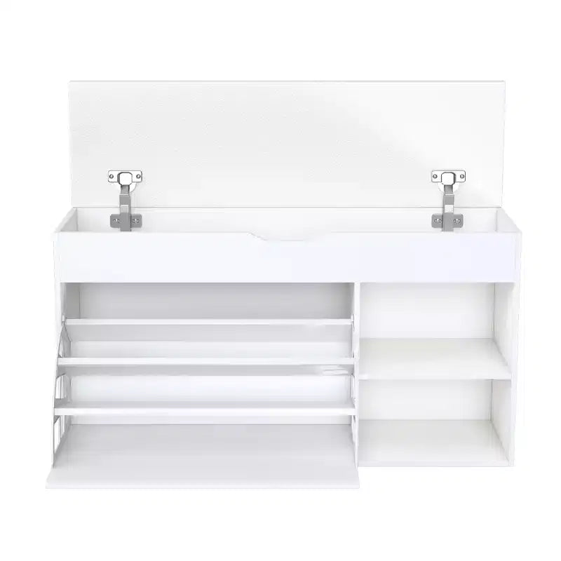 EHMKNP Entryway Bench with Shoe Storage, 3-Tier Flip-Up Drawers, Hidden Cabinet, Space-Saving Organizer for Hallway or Living Room