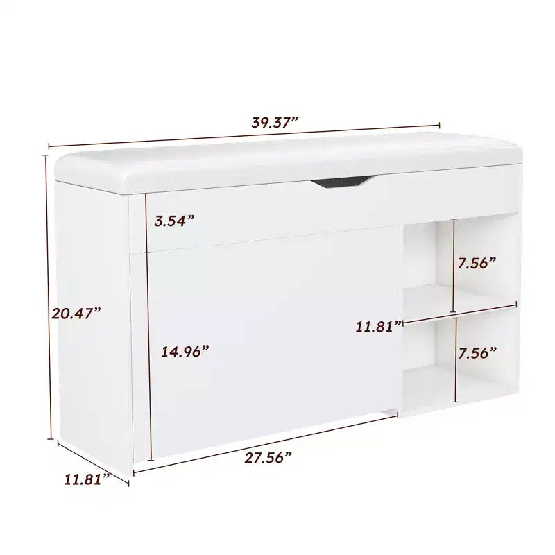 EHMKNP Entryway Bench with Shoe Storage, 3-Tier Flip-Up Drawers, Hidden Cabinet, Space-Saving Organizer for Hallway or Living Room