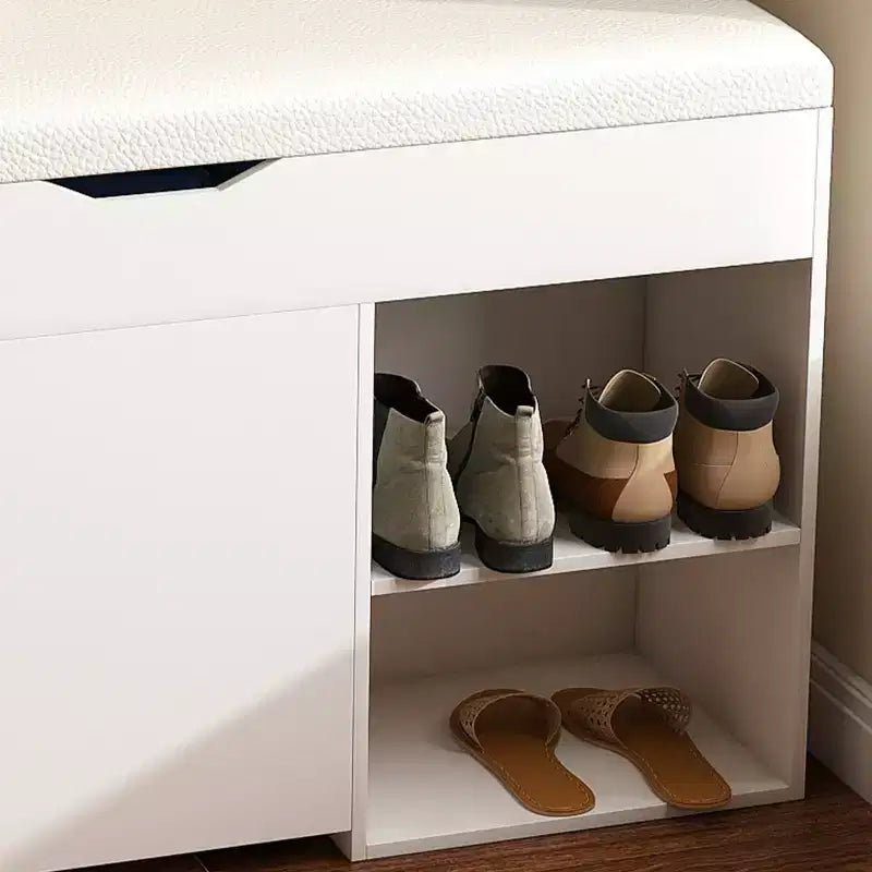 EHMKNP Entryway Bench with Shoe Storage, 3-Tier Flip-Up Drawers, Hidden Cabinet, Space-Saving Organizer for Hallway or Living Room