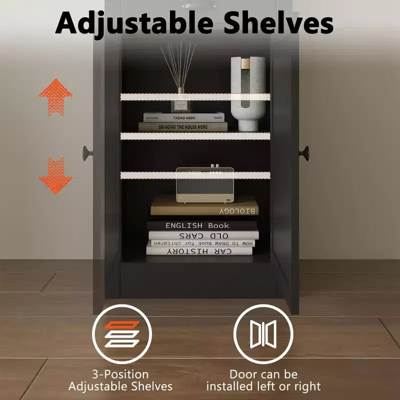 71 Tall Bookcase with Cabinet, 3 Tier Wood Open Bookcase with Adjustable Shelves, Large Display Storage Shelf, Standing Shelving Unit for Home