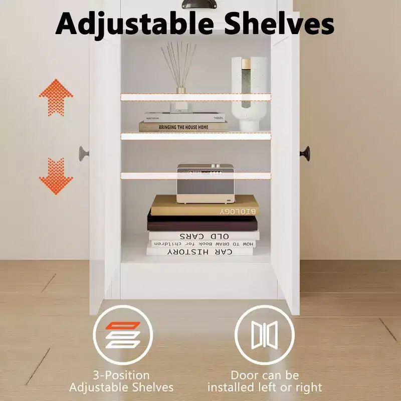 71 Tall Bookcase with Cabinet, 3 Tier Wood Open Bookcase with Adjustable Shelves, Large Display Storage Shelf, Standing Shelving Unit for Home