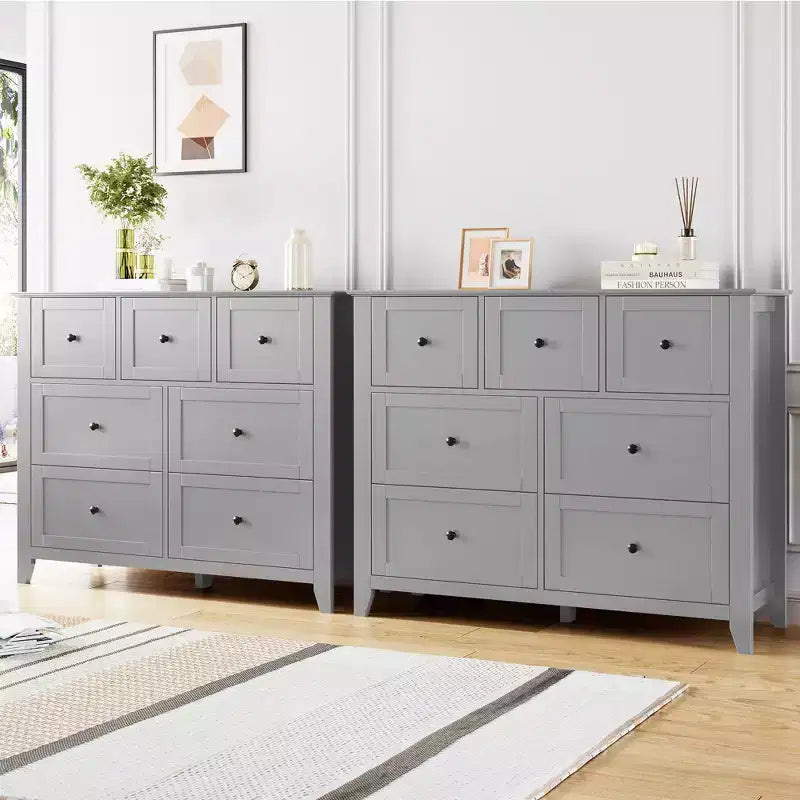CuisinSmart Wood Dresser for Bedroom, 7 Drawer Chest of Drawers with Metal Handle, Closet Store Organizer for Living Room Hallway bedroom