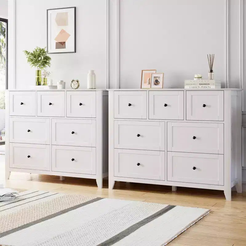 CuisinSmart Wood Dresser for Bedroom, 7 Drawer Chest of Drawers with Metal Handle, Closet Store Organizer for Living Room Hallway bedroom