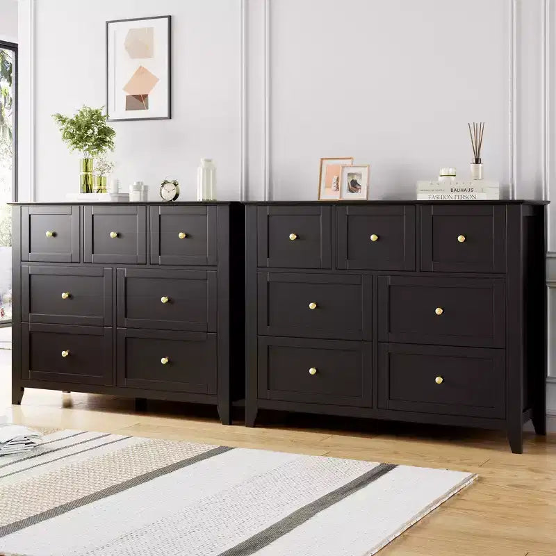 CuisinSmart Wood Dresser for Bedroom, 7 Drawer Chest of Drawers with Metal Handle, Closet Store Organizer for Living Room Hallway bedroom