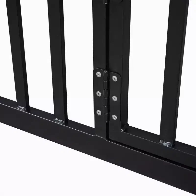 Bellemave Twin Floor Bed with Door and Fence, Bed Twin Size with Roof/House Floor Bed for Kids, Girls, Boys, Black