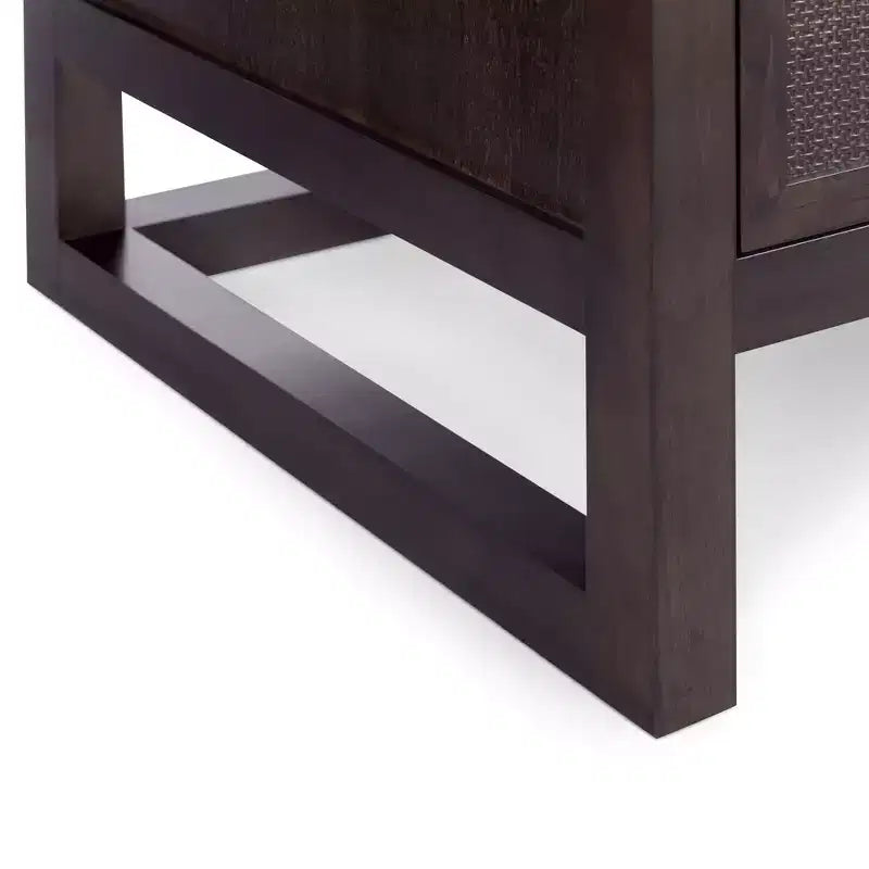 Hatteras Modern Boho 4-Door Sideboard with Solid Wood & Natural Rattan Accents-Teamson Home