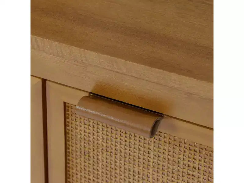 Hatteras Modern Boho 4-Door Sideboard with Solid Wood & Natural Rattan Accents-Teamson Home