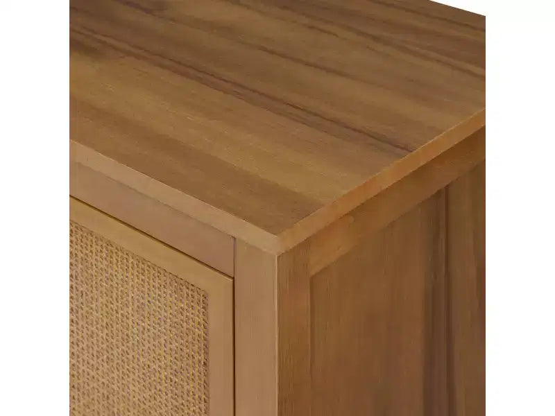 Hatteras Modern Boho 4-Door Sideboard with Solid Wood & Natural Rattan Accents-Teamson Home