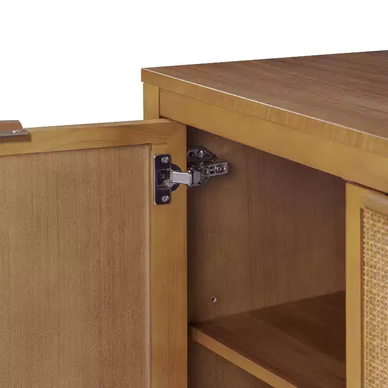 Hatteras Modern Boho 4-Door Sideboard with Solid Wood & Natural Rattan Accents-Teamson Home
