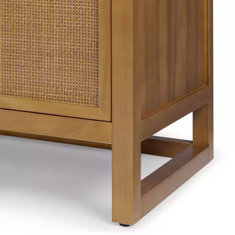Hatteras Modern Boho 4-Door Sideboard with Solid Wood & Natural Rattan Accents-Teamson Home