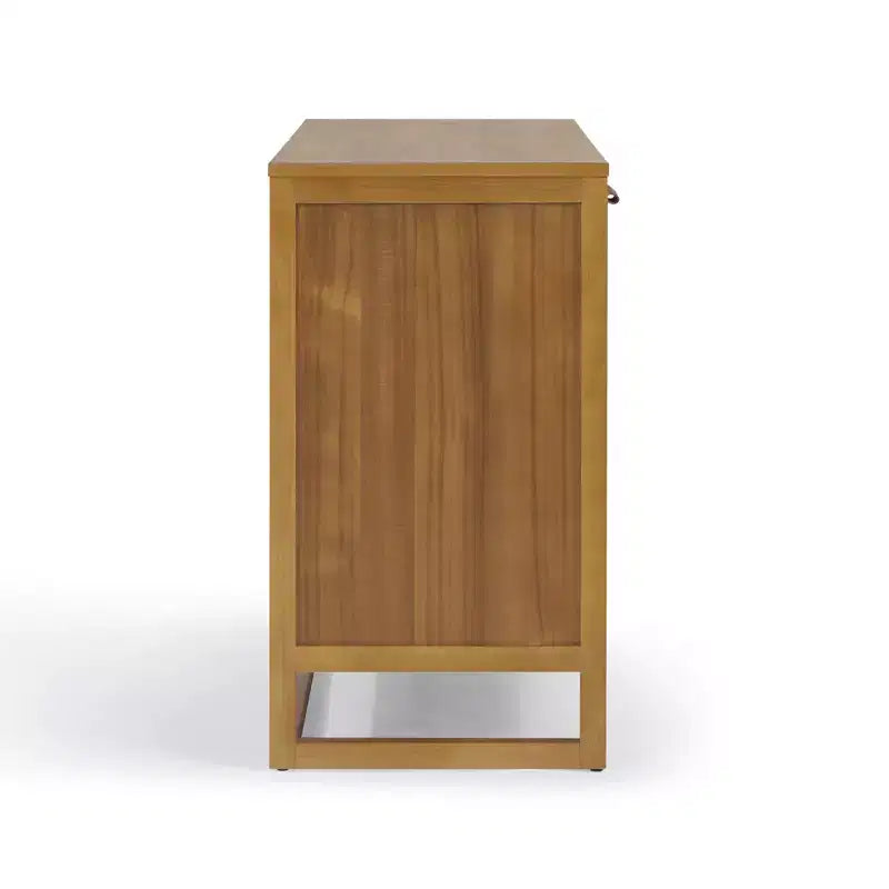 Hatteras Modern Boho 4-Door Sideboard with Solid Wood & Natural Rattan Accents-Teamson Home