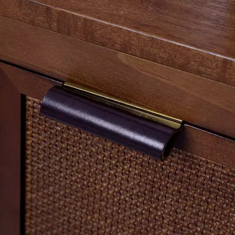 Hatteras Modern Boho 4-Door Sideboard with Solid Wood & Natural Rattan Accents-Teamson Home