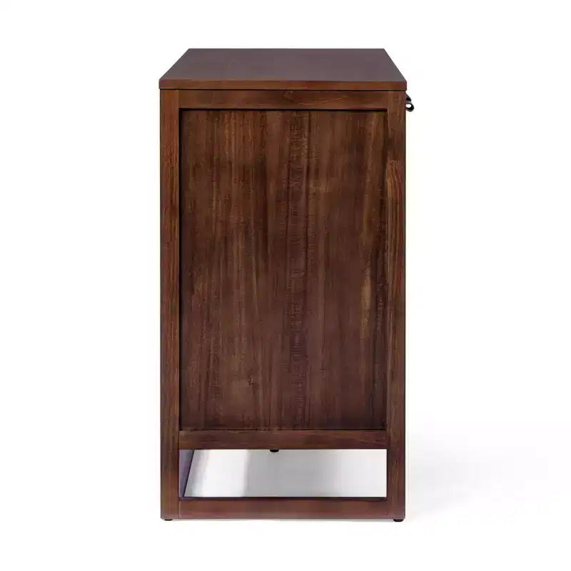 Hatteras Modern Boho 4-Door Sideboard with Solid Wood & Natural Rattan Accents-Teamson Home