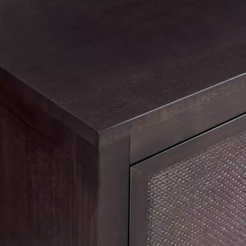 Hatteras Modern Boho 4-Door Sideboard with Solid Wood & Natural Rattan Accents-Teamson Home