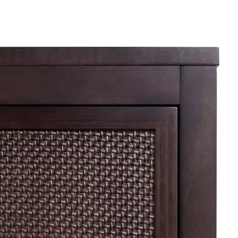 Hatteras Modern Boho 4-Door Sideboard with Solid Wood & Natural Rattan Accents-Teamson Home