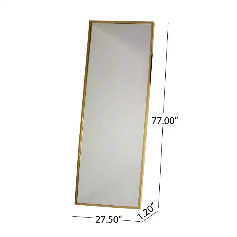 Okak 77*27.5IN Rectangular Full Body Mirror with Stainless Steel Frame, Floor Mirror with Hanging Holes, Wall Mirror for Living Room, Bedroom, Gold