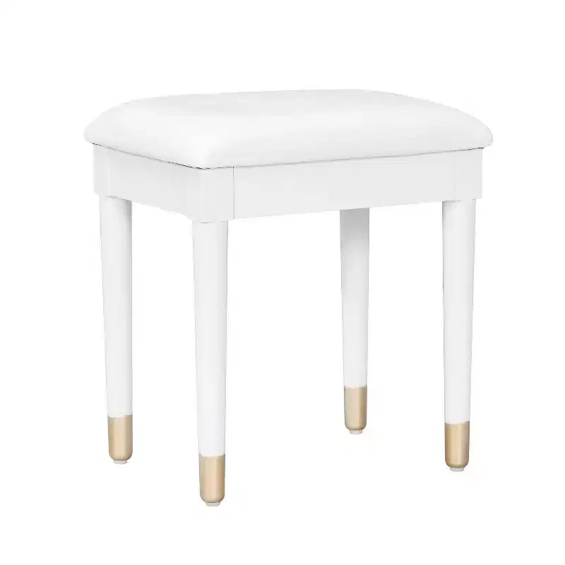 Homy Casa Vanity Table with Stool and Storage Cabinets for Bedroom or Dressing Room, White