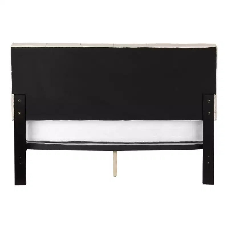 HomeRoots Beige Tufted Linen Queen Bed Frame
