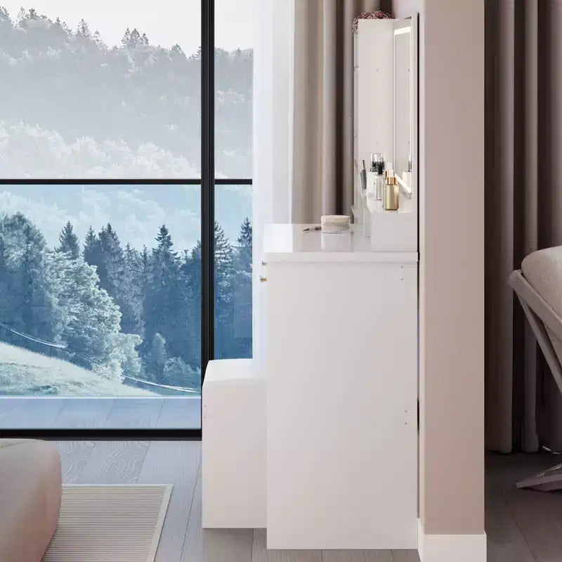 Vanity Table Set 40 Large Size Left Bedside Cabinet Vanity Table+Cushioned Stool Dresser Set