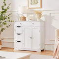 Dcolora Bathroom Free-Standing Floor Cabinet, Practical Storage Cabinet with 4 Drawers and 2 Doors