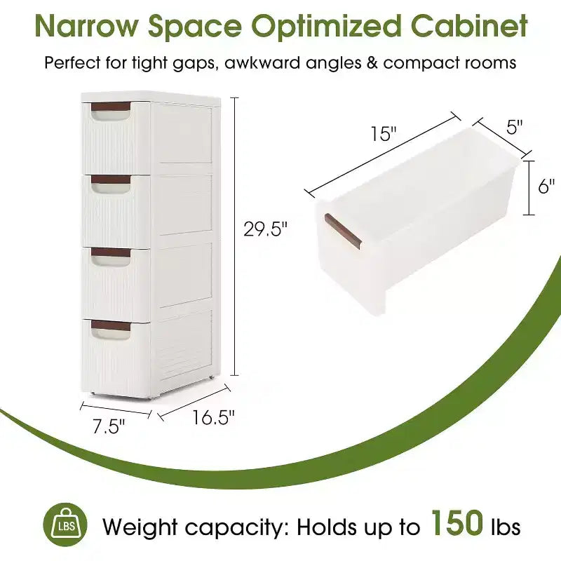Dcolora 3 Drawers Narrow Storage Cabinet, Slim Bathroom Storage Cabinet