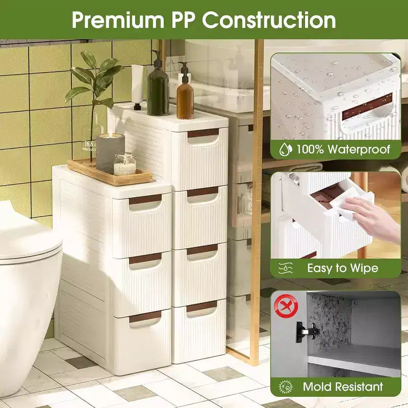 Dcolora 3 Drawers Narrow Storage Cabinet, Slim Bathroom Storage Cabinet