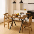 Homy Casa Rectangular Dining Table, Walnut Top with Black Metal Legs Contemporary Urban Style