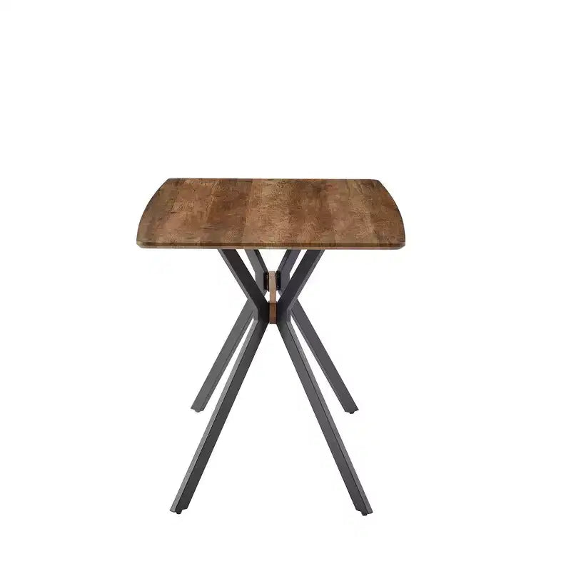 Homy Casa Rectangular Dining Table, Walnut Top with Black Metal Legs Contemporary Urban Style