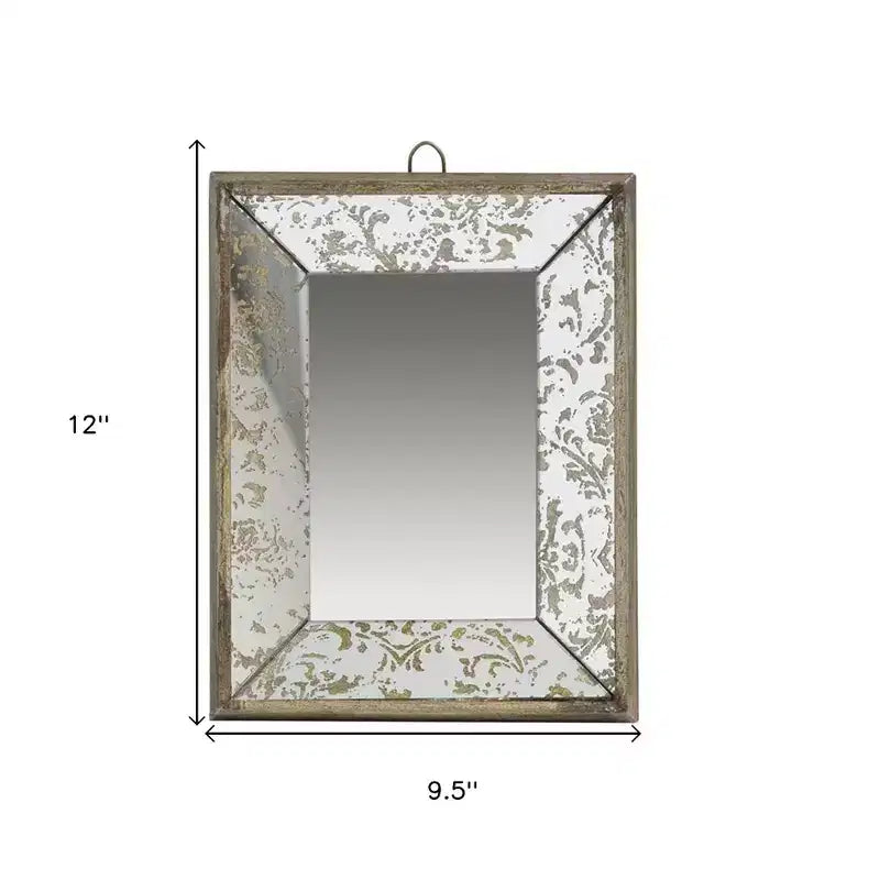 HomeRoots 12 Silver Metal Framed Antiqued Glass Accent Mirror