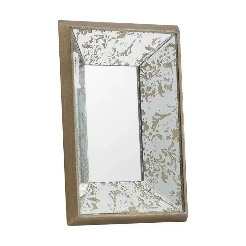 HomeRoots 12 Silver Metal Framed Antiqued Glass Accent Mirror