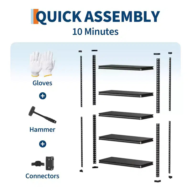 5-Tier Garage Shelving Unit, Adjustable Steel Utility Storage Rack with Metal Shelves, 3850 Lbs Total Capacity, for Garage, Warehouse, Heavy Duty