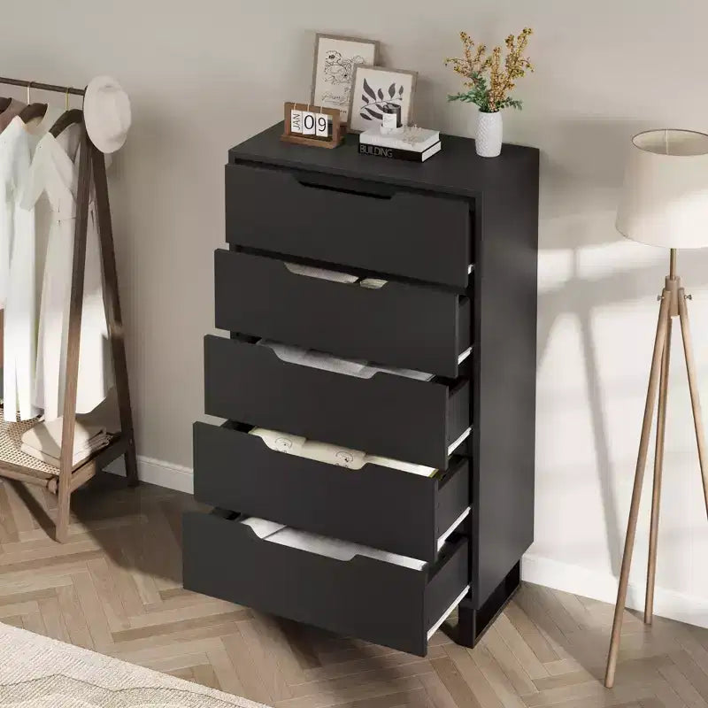 5 Bedroom Dresser, 50.5 Inch High Dresser, Freestanding Vertical Drawers with Storage, Wooden Wardrobe for Living Room, Hallway, Entryway