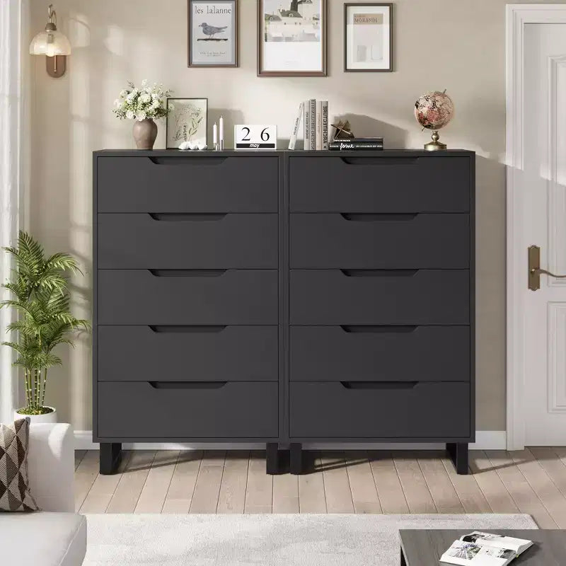 5 Bedroom Dresser, 50.5 Inch High Dresser, Freestanding Vertical Drawers with Storage, Wooden Wardrobe for Living Room, Hallway, Entryway