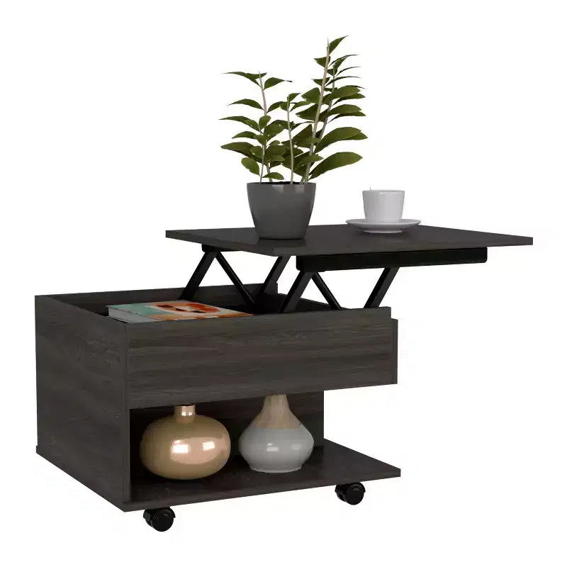 Fun little toys brand Luanda Lift Top Coffee Table, Casters, One Shelf -Espresso