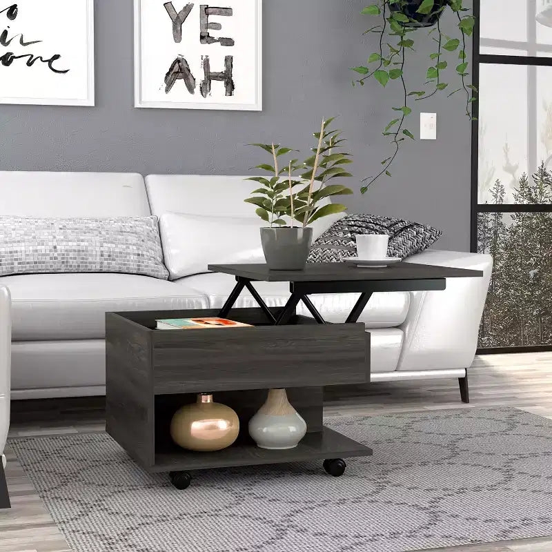 Fun little toys brand Luanda Lift Top Coffee Table, Casters, One Shelf -Espresso