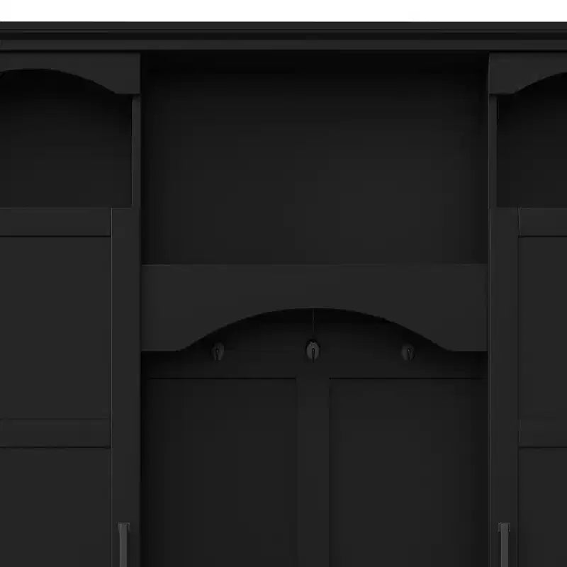 Modern All-in-One Hall Tree with Adjustable Shelves, Farmhouse Storage Bench with 7 Hooks & Side Cabinets, Entryway Organizer - ModernLuxe