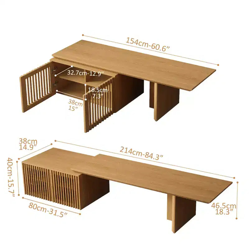 JVNOXK 60.6-84.3''Extendable TV Media Console for Up to 55 Inch, Modern TV Stand, Entertainment Center with Storage, for Living Room,Bedroom,Walnut