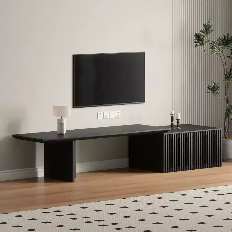 JVNOXK 60.6-84.3''Extendable TV Media Console for Up to 55 Inch, Modern TV Stand, Entertainment Center with Storage, for Living Room,Bedroom,Walnut
