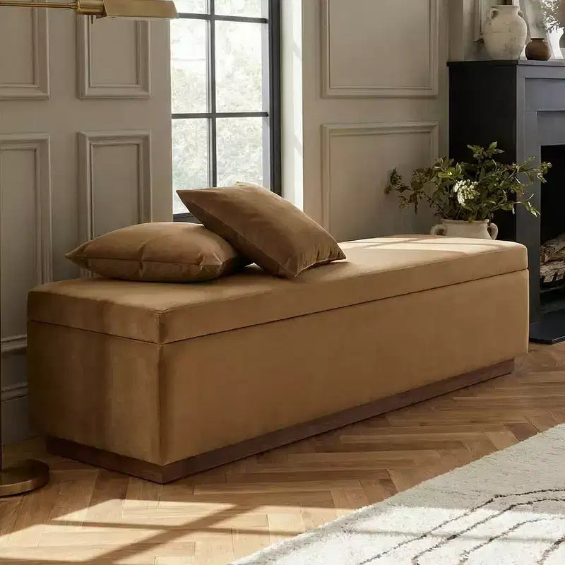 60 Modern Velvet Upholstered Storage Bench, Stylish Living Room Seating with Hidden Storage, End-of-Bed and Entryway Bench-Panipeachy