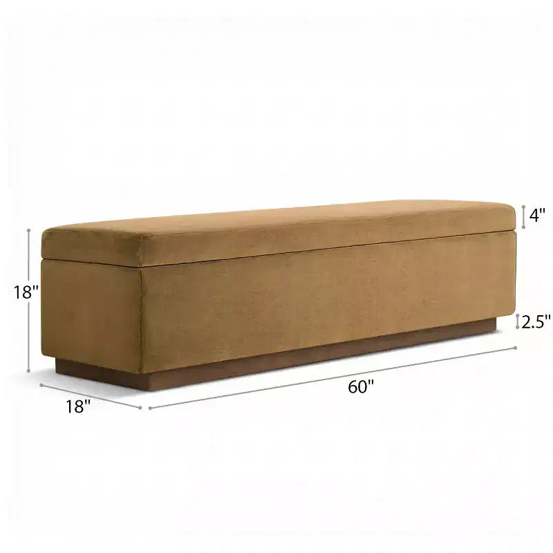60 Modern Velvet Upholstered Storage Bench, Stylish Living Room Seating with Hidden Storage, End-of-Bed and Entryway Bench-Panipeachy