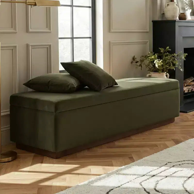 60 Modern Velvet Upholstered Storage Bench, Stylish Living Room Seating with Hidden Storage, End-of-Bed and Entryway Bench-Panipeachy