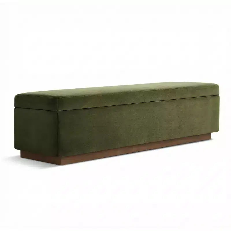 60 Modern Velvet Upholstered Storage Bench, Stylish Living Room Seating with Hidden Storage, End-of-Bed and Entryway Bench-Panipeachy