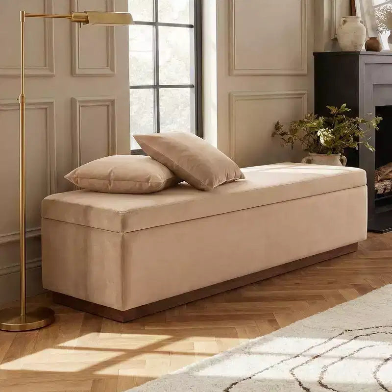 60 Modern Velvet Upholstered Storage Bench, Stylish Living Room Seating with Hidden Storage, End-of-Bed and Entryway Bench-Panipeachy