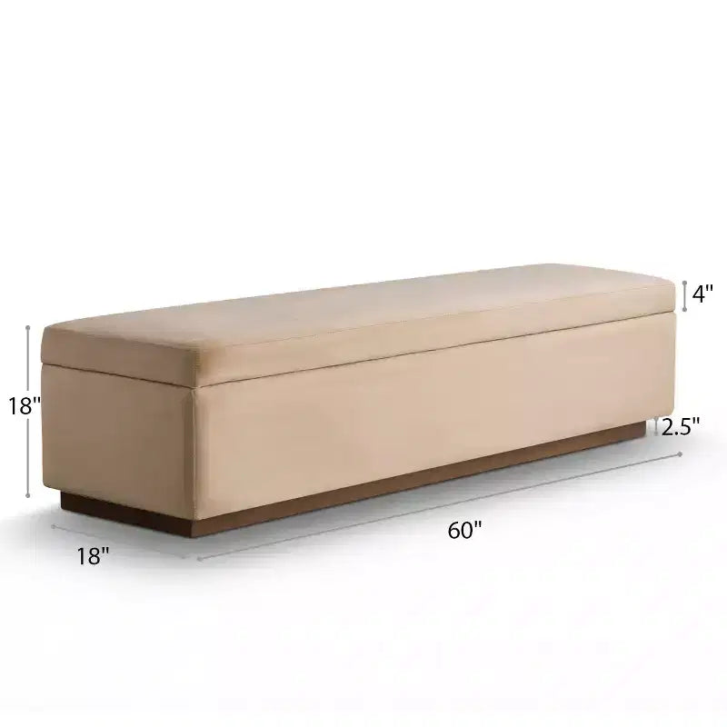 60 Modern Velvet Upholstered Storage Bench, Stylish Living Room Seating with Hidden Storage, End-of-Bed and Entryway Bench-Panipeachy