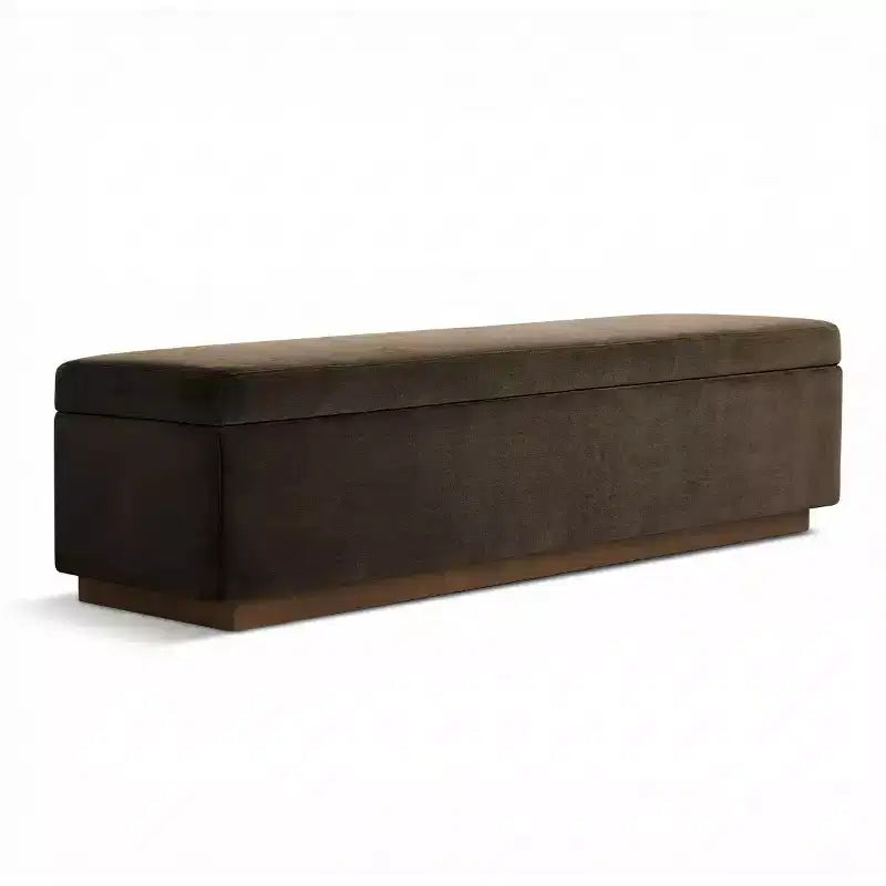 60 Modern Velvet Upholstered Storage Bench, Stylish Living Room Seating with Hidden Storage, End-of-Bed and Entryway Bench-Panipeachy