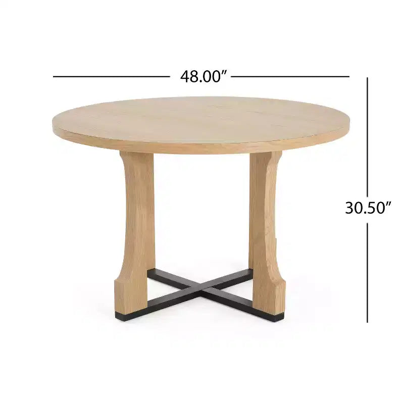 Christopher Knight Home Andrew 48" Rustic Criss Cross Frame Round Dining Table Natural Oak