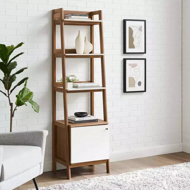 71" Bixby Bookshelf Display Walnut/White - Modway