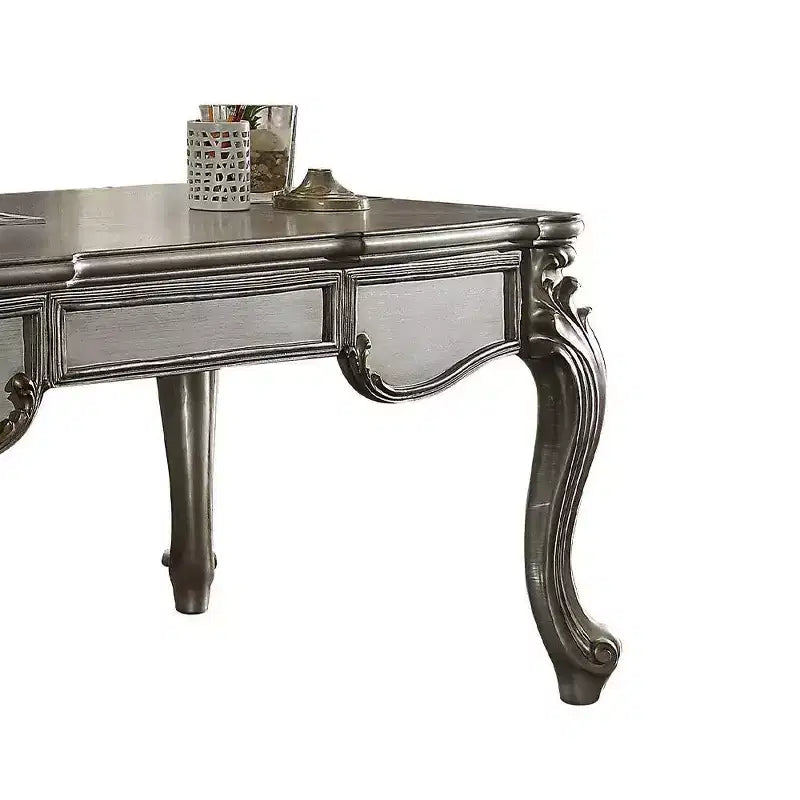 Versailles Executive Desk Antique Platinum - Acme Furniture: Veneer Surface, Wood Frame, Enclosed Storage