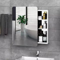 kleankin 18'' x 26'' Wall Mount Bathroom Medicine Cabinet Mirror Sliding Door with 3-Tier Storage Shelf, Stainless Steel, for Living Room Bedroom